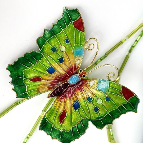 Enamelled Butterfly Chocker Necklace - Picture 9 of 16